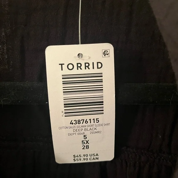 NWT 5X Torrid Black Short Sleeve Blouse - Picture 6 of 8